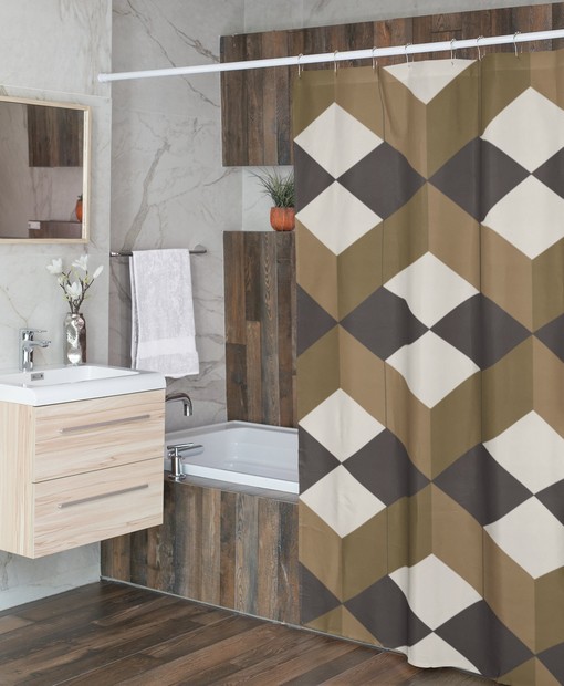 Groovy Retro Geometric Shower Curtain - Guest Bathroom Decor with Vibrant Colors - Image 4