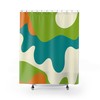 Groovy Retro Green, Teal Blue, and Orange Swirl Shower Curtain