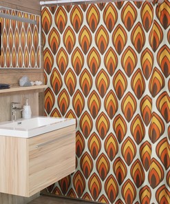 Groovy Retro Shower Curtain - Hippie Bathroom Accessory with Vibrant Colors and Designs