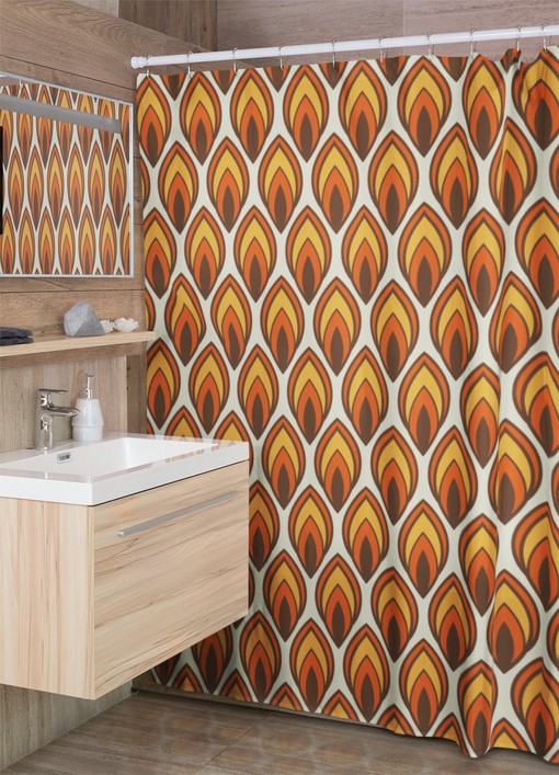 Groovy Retro Shower Curtain - Hippie Bathroom Accessory with Vibrant Colors and Designs