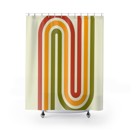 Groovy Retro Shower Curtain, Hippie Inspired Bathroom Decor