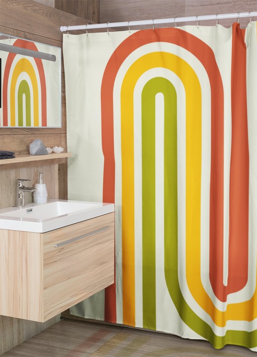 Groovy Retro Shower Curtain, Hippie Inspired Bathroom Decor - Image 2
