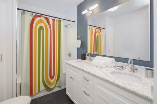 Groovy Retro Shower Curtain, Hippie Inspired Bathroom Decor - Image 3