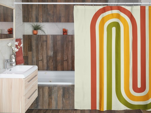 Groovy Retro Shower Curtain, Hippie Inspired Bathroom Decor - Image 4