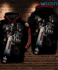 Gun Lover San Francisco 49ers All-Over Print Black Skull 3D Hoodie