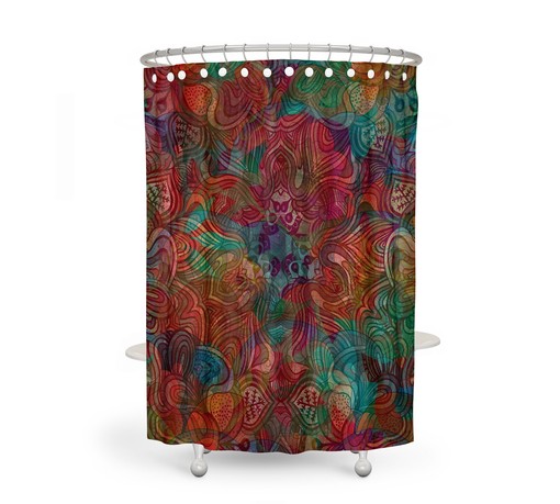 Gypsys Garden Boho Shower Curtain Set with Optional Bath Towels and Mat - Image 2