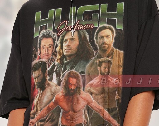 HUGH JACKMAN Vintage Homage Tshirt, Australian Actor Retro 90s Sweater, X-Men Fan Tees, Hugh Jackman Merch Collection - Image 2