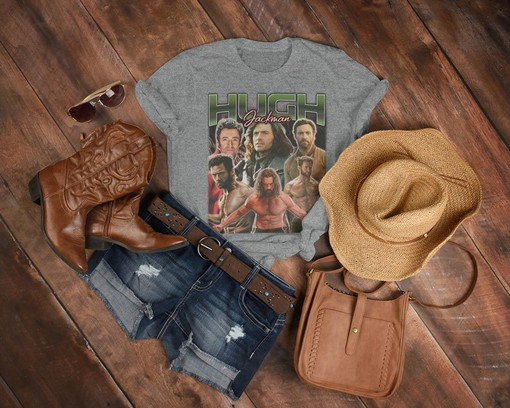 HUGH JACKMAN Vintage Homage Tshirt, Australian Actor Retro 90s Sweater, X-Men Fan Tees, Hugh Jackman Merch Collection - Image 3