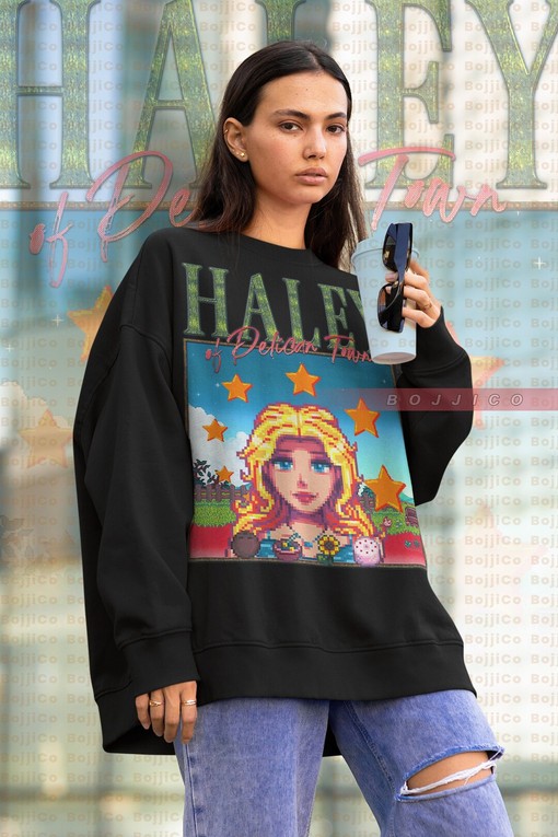 Haley Sweatshirt - STARDW VALLY Fan Gift Featuring Food Spirit, Harvey & Haley Characters