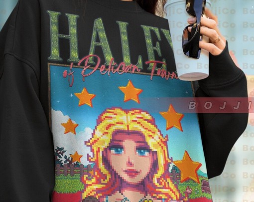 Haley Sweatshirt - STARDW VALLY Fan Gift Featuring Food Spirit, Harvey & Haley Characters - Image 4