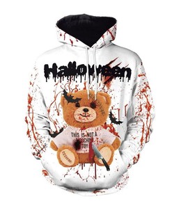 Halloween Bloody Bear All Over Print 3D Hoodie Gift with Gory Design
