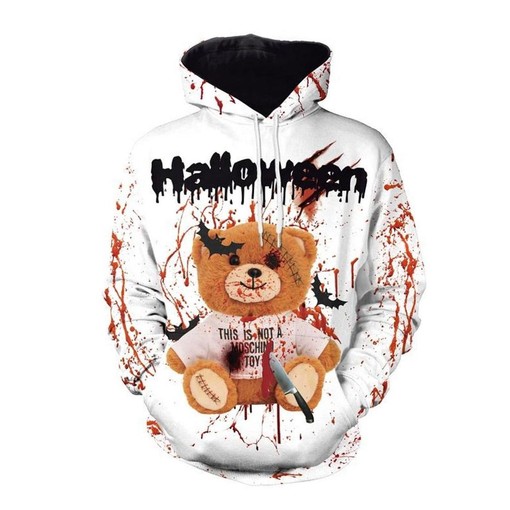 Halloween Bloody Bear All Over Print 3D Hoodie Gift with Gory Design