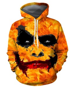 Halloween Clown Face All Over Print 3D Hoodie with Creepy Clown Design
