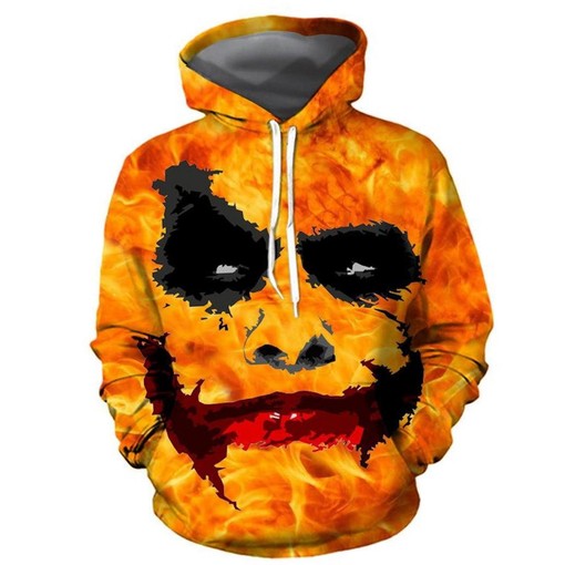 Halloween Clown Face All Over Print 3D Hoodie with Creepy Clown Design