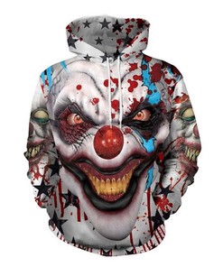 Halloween Clown Face Print All Over Print 3D Hoodie with Unique Halloween Design