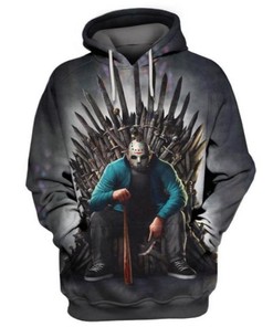 Halloween Game Of Throne Jason Voorhees 3D Hoodie Zipper Hoodie with Scary Design