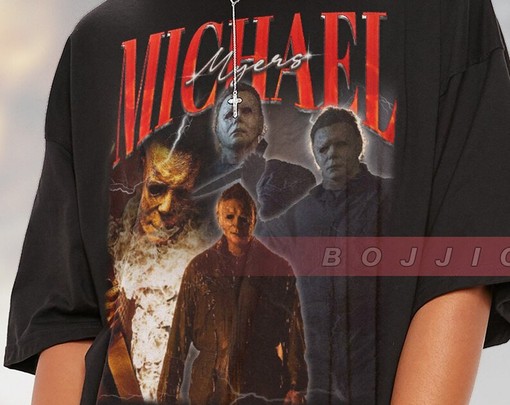 Halloween Homage Shirt with Michael Myers - Vintage T-Shirt for Fans of Friday the 13th and Stranger Things Themes - Image 2
