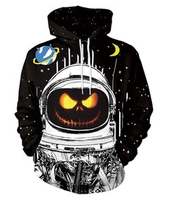 Halloween Pumpkin Lantern Astronaut Devil All Over Print 3D Hoodie with Unique Halloween Design