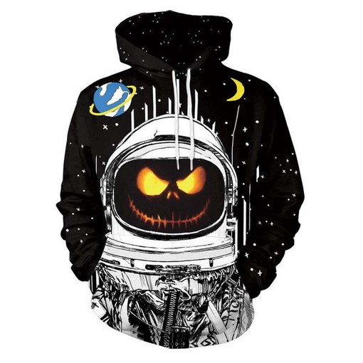 Halloween Pumpkin Lantern Astronaut Devil All Over Print 3D Hoodie with Unique Halloween Design