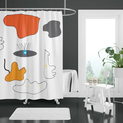 Hand-drawn Waterproof Shower Curtain with Colorful Unique Design - Image 2