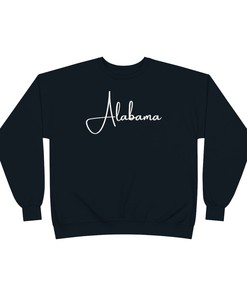 Handwritten Alabama Script Unisex Crewneck Sweatshirt Hoodie Shirt With Sport Shirts Unisex