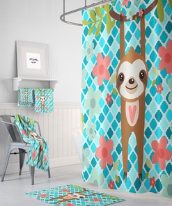 Hanging Sloth Shower Curtain with Playful Bathroom Decor for Lazy Days