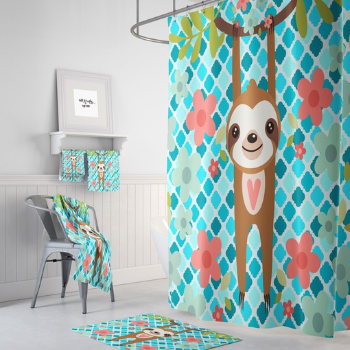 Hanging Sloth Shower Curtain with Playful Bathroom Decor for Lazy Days