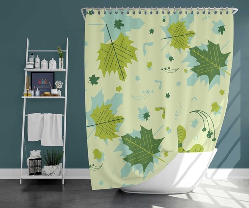 Happy Canada Day Maple Leaves Shower Curtain | Autumn Fabric Print | Bathroom Accessories