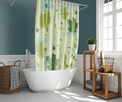 Happy Canada Day Maple Leaves Shower Curtain | Autumn Fabric Print | Bathroom Accessories - Image 2