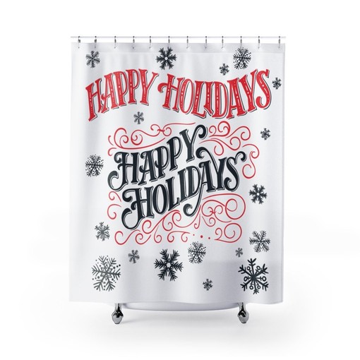 Happy Holidays Christmas Shower Curtain - Celebrate the Season in Style