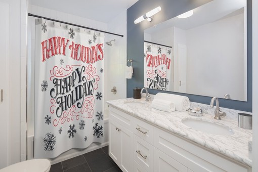 Happy Holidays Christmas Shower Curtain - Celebrate the Season in Style - Image 2