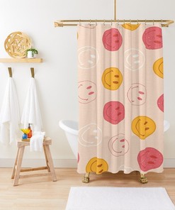 Happy Smiles Shower Curtain | Perfect Gift | Eco-Friendly, Waterproof | Fun Smile Decor | With Free Hooks