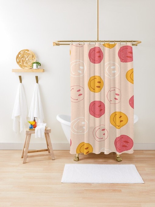 Happy Smiles Shower Curtain | Perfect Gift | Eco-Friendly, Waterproof | Fun Smile Decor | With Free Hooks - Image 2
