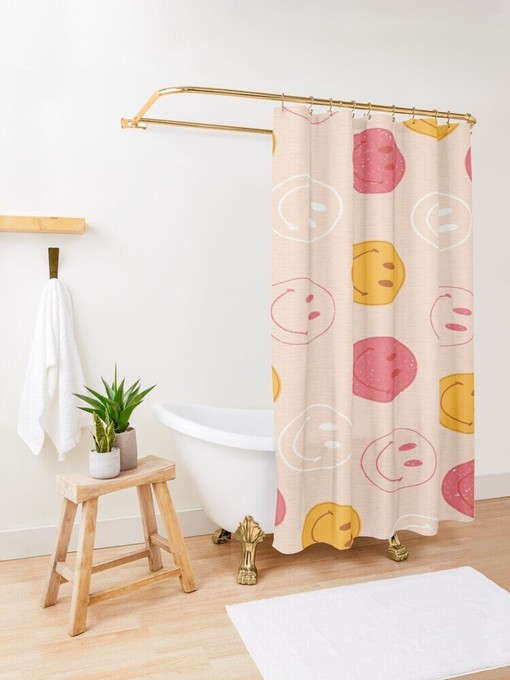 Happy Smiles Shower Curtain | Perfect Gift | Eco-Friendly, Waterproof | Fun Smile Decor | With Free Hooks - Image 3