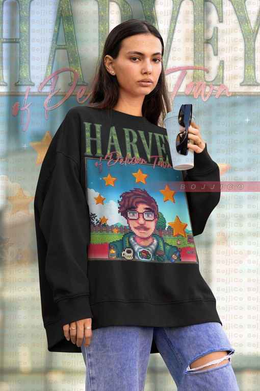 Harvey Sweatshirt - STARDW VALLY Fan Gift Featuring Food Spirit, Leah & Harvey Characters