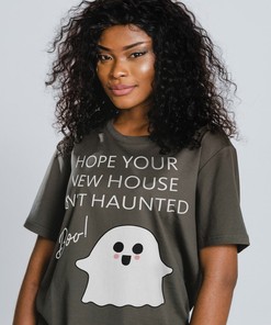 Haunted Neighbors Funny Housewarming Shirt, New House Celebration Top, Congratulations Homeowner Tee