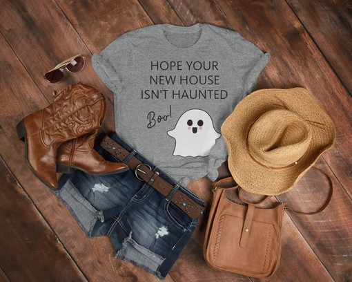 Haunted Neighbors Funny Housewarming Shirt, New House Celebration Top, Congratulations Homeowner Tee - Image 3