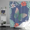 Hawaiian Vibe Flower Shower Curtain, Tropical Islands Fabric Bathroom Curtain