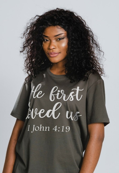 He First Loved Us Shirt, Religious Clothing, Inspirational Shirt, Christian Gifts, Bible Verse Unisex Tee