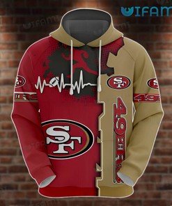 Heartbeat San Francisco 49ers All Over Print 3D Hoodie - Red Brown Design