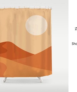 Heavy Waterproof Restroom Shower Curtain Liner, Beautiful Orange Himmel Landschaft Duschvorhang Design