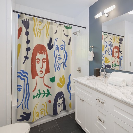 Henri Matisse Abstract Art Shower Curtain with Flower Design - Artistic and Chic Bathroom Decor - Image 2