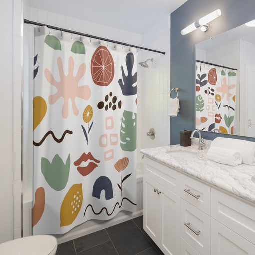 Henri Matisse Abstract Shower Curtain with Contemporary Art Prints for Modern Bath Design - Image 2