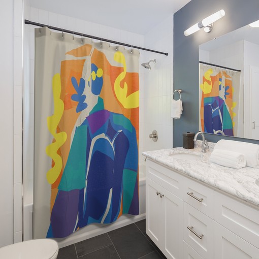 Henri Matisse Abstract Shower Curtain with Modern Design for Contemporary Bathroom Decor - Image 2