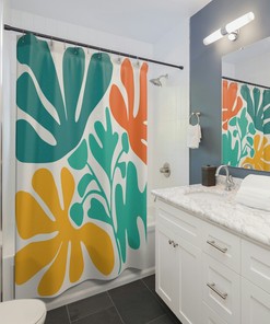 Henri Matisse Flower Boho Abstract Shower Curtain for Mid-Century Modern Bathroom Decor