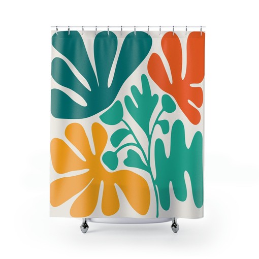 Henri Matisse Flower Boho Abstract Shower Curtain for Mid-Century Modern Bathroom Decor - Image 2