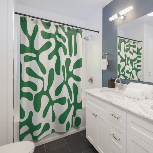 Henri Matisse Inspired Abstract Art Shower Curtain for Contemporary Bathroom Decor and Gift - Image 2