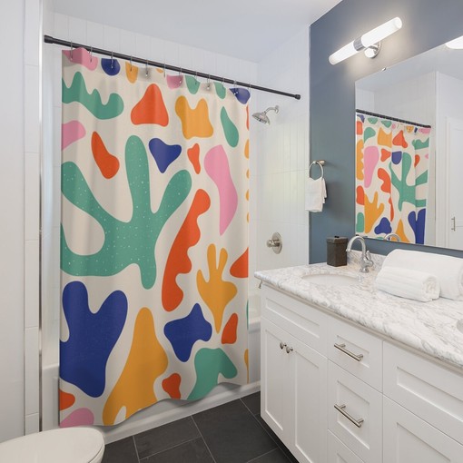 Henri Matisse Inspired Abstract Shower Curtain for Contemporary Bathroom Decor and Gift - Image 2