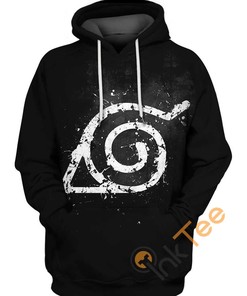 Hidden Leaf Naruto All Over Print Hoodie 3D with Classic Logo