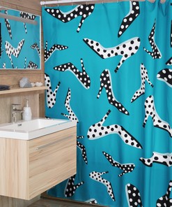 High Heel Shoes Shower Curtain | Polka Dot Bathroom Accessories | Festive Housewarming Present | Fun and Playful